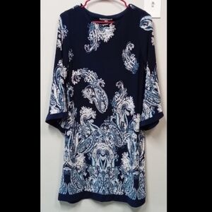 Studio One New York Semi-Long Navy Paisley Women's To